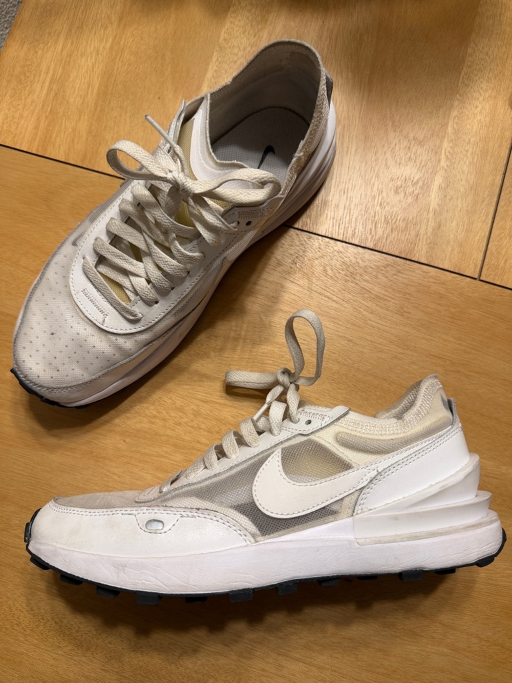 Nike Cream and White Mesh Runner Sneakers